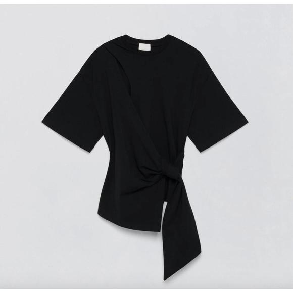 NEW JONATHAN SIMKHAI joline wrap tie t-shirt in black - Picture 4 of 5